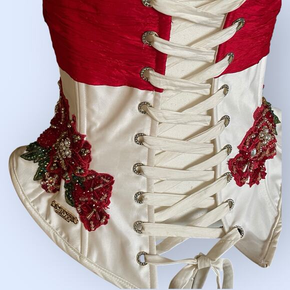 Ragazza Strapless Red/White Christmas Bustier Corset Quinceanera Prom Size 9 M - Picture 9 of 16